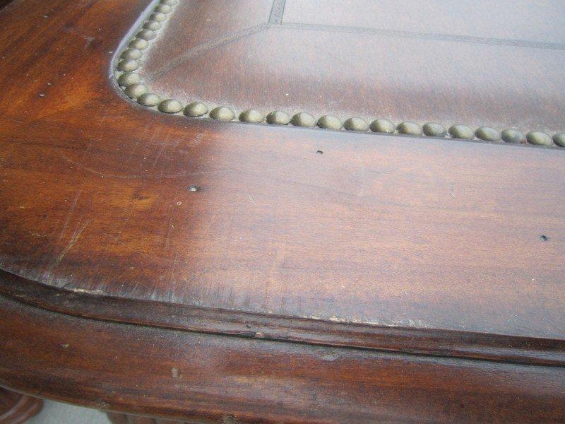 Pair - 1 Drawer Side Table Ornate Wood Carved Design Metal Pulls