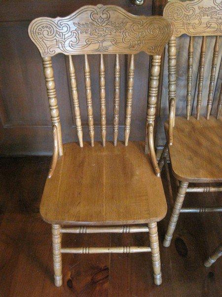 X4 Oak Spindle Pressed Back Chairs