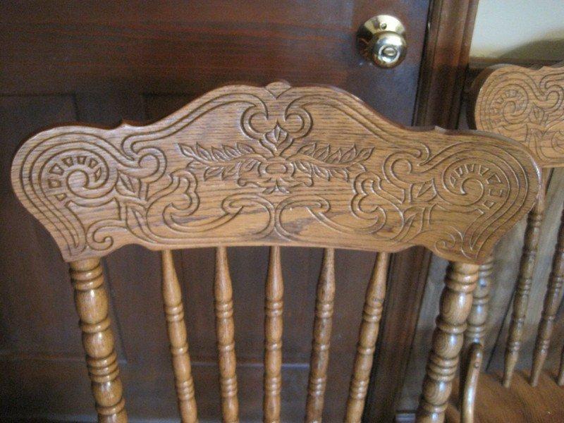 X4 Oak Spindle Pressed Back Chairs