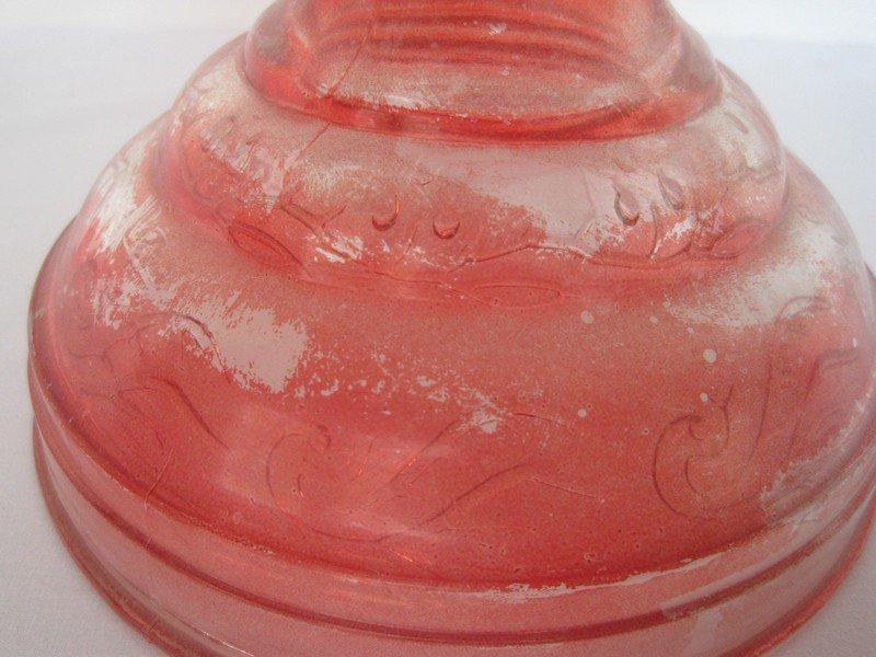 P&A Ruby Flash Pressed Glass Pedestal Oil Lamp Early American Design w/ Eagle Burner