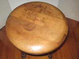 Early Walnut Organ/Piano Stool w/ Glass Ball & Claw Feet