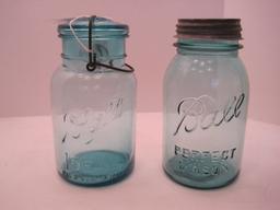 Ball Blue Glass 7 1/2" Canning Jars Perfect Mason w/ Zinc Lid #7