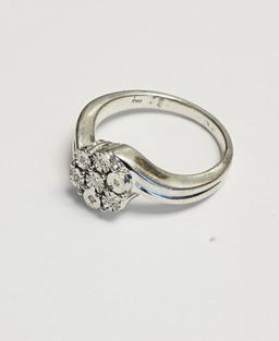 Sterling Silver Natural Diamond 0.03ct 7 Seed of Life Style Ring