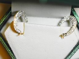 10kt Gold Studded Crescent Earrings