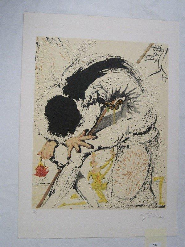 "Don Quixote Overwhelmed" Lithograph Artist Signed Salvador Dali