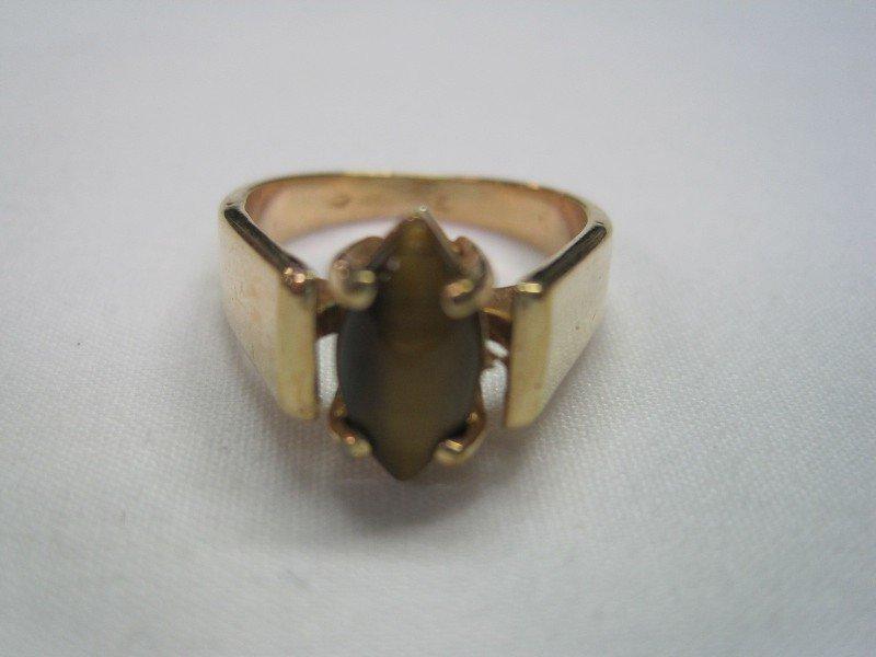 Ladies Gold Electric Plated Marquise Shape Cat's Ring