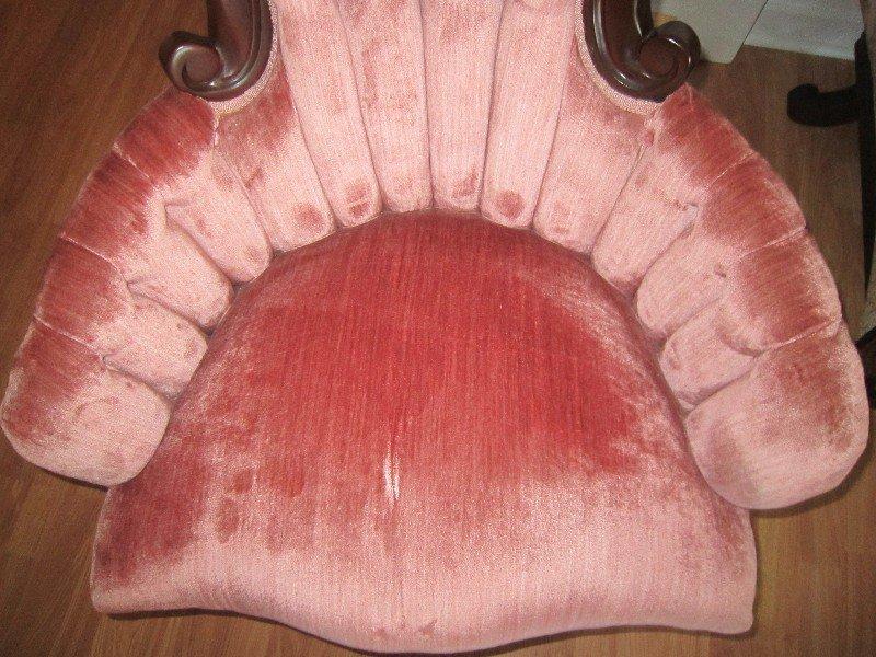 Ornate Wood Carved Shield Back Victorian Style Gentleman's Chair w/ Rose Upholstery