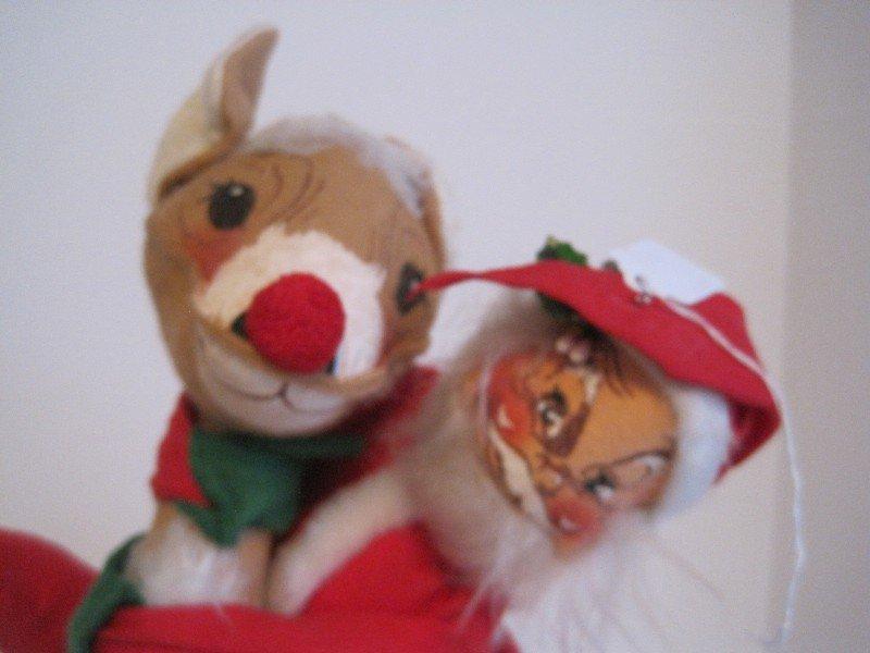 Large Annalee Doll Santa Claus & Rudolph The Red Nose Reindeer