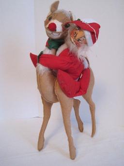 Large Annalee Doll Santa Claus & Rudolph The Red Nose Reindeer