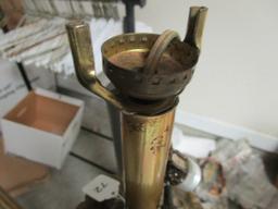 Pair - Brass Column Design Lamps, Ornate Motif & Paw/Claw Feet on Base