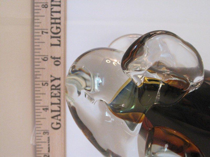 Hand Crafted Art Glass Elephant Figurine w/ Amber Body