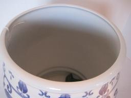 Semi-Porcelain Blue/White Oriental Design Planter