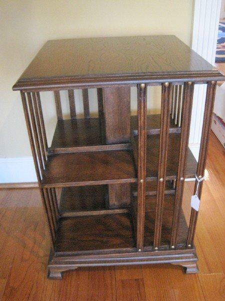 Edwardian Style Oak Dark Stain Bookcase Side Table