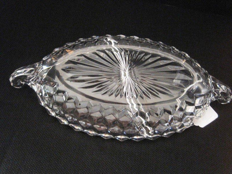 Fostoria American Pattern Crystal 2 Part Relish Dish Canoe Shape