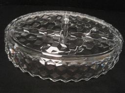 Fostoria American Pattern Crystal 3 Part Oval Relish Dish