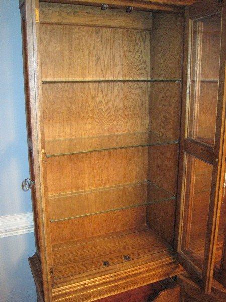 Henredon Furniture Artefacts Collection Lighted China Cabinet w/ Glass Shelves on 4 Panel Door Base