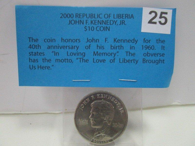 $10 Republic of Liberia Millennium Coin John F. Kennedy JR. Memoriam