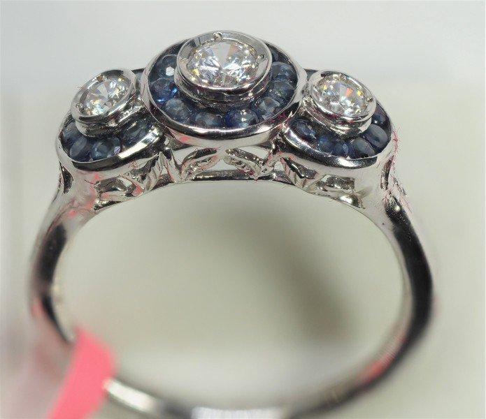 Sterling Silver Sapphire 0.75ct and White CZ Ring