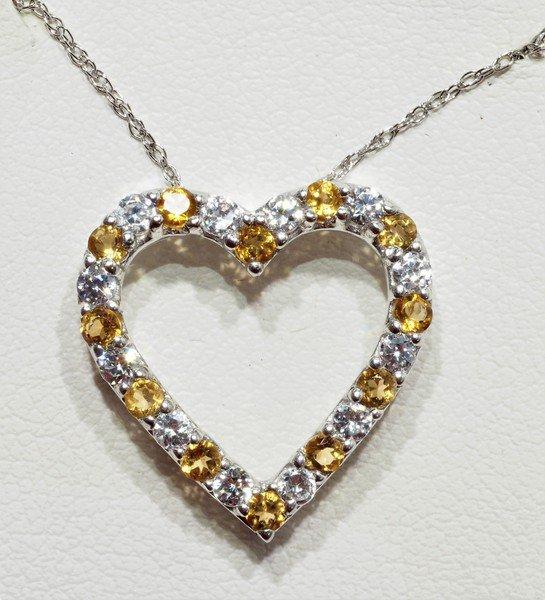 Sterling Silver Citrine November Birthstone Heart Shaped Necklace