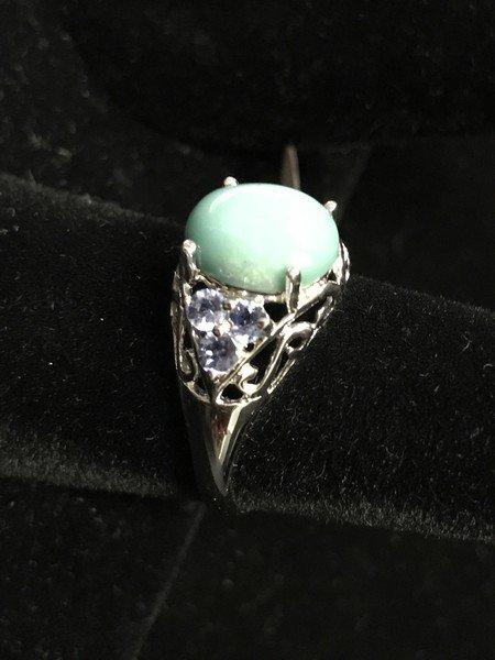 2 Sterling Silver Tanzanite and Turquoise Ring