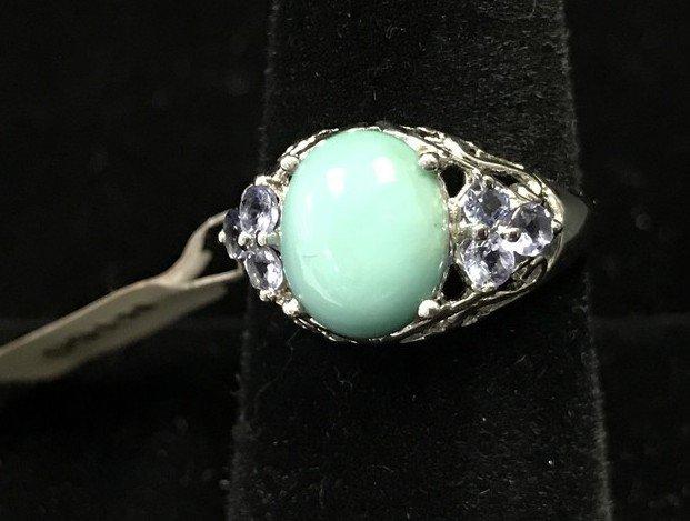 2 Sterling Silver Tanzanite and Turquoise Ring