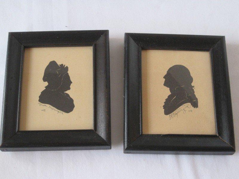 Lot - Engraving of Washington/Lincoln in 9" x 11" Black Frames/Gilt Trim