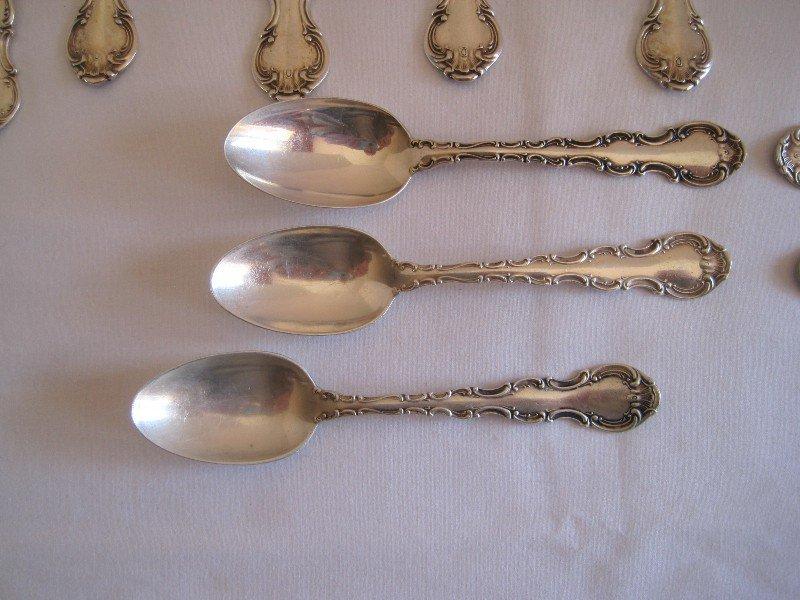 24 Pieces Gorham Sterling Strasbourg Pattern Scrollwork & Plume Design Silverware