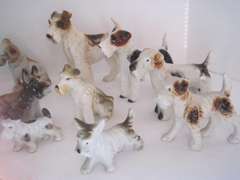 20 Porcelain Dog Figurines Airdale, Scottish Terrier, Etc.