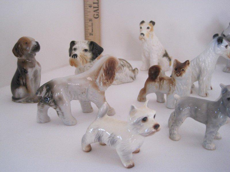 20 Porcelain Dog Figurines Airdale, Scottish Terrier, Etc.