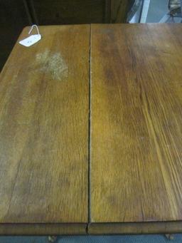 Wooden 2-Tier Side Table, Beaded Ridge, Brass Rolled Feet