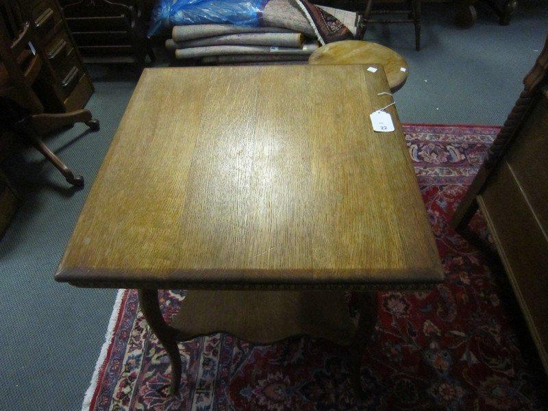 Wooden 2-Tier Side Table Square Top Carved Motif