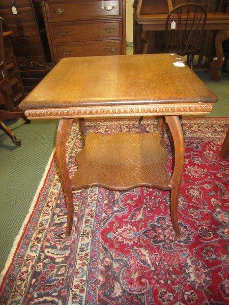 Wooden 2-Tier Side Table Square Top Carved Motif