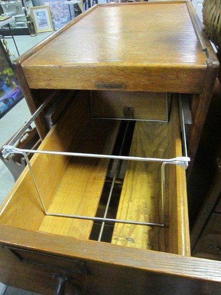 Vintage Baylis Office Equipment Co. Wooden File Cabinet, 4 Drawers, Metal Handles