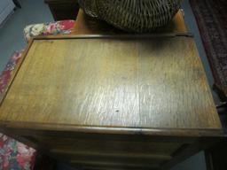 Vintage Baylis Office Equipment Co. Wooden File Cabinet, 4 Drawers, Metal Handles