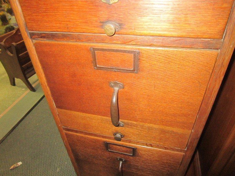 Vintage Baylis Office Equipment Co. Wooden File Cabinet, 4 Drawers, Metal Handles