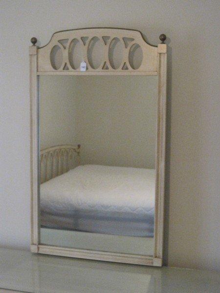 Italian Provincial Neoclassical Style Triple Dresser w/ Attached Framed Mirror, w/ Gilt Trim