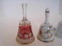 2 Porcelain Hand Bells Butterfly / 50th Anniversary & Bohemia Crystal