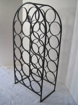 Wrought Iron 17 Bottle Arched Wine Rack (27" H x 12 3/4" x 7 1/2" D)