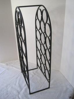 Wrought Iron 17 Bottle Arched Wine Rack (27" H x 12 3/4" x 7 1/2" D)