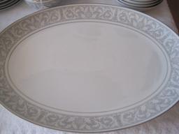 87 Pcs. Imperial China Whitney Pattern Gray Band w/ Leaf Scrolls Design Dinnerware