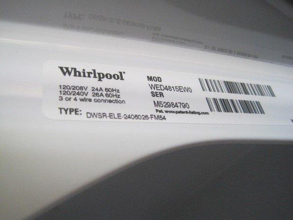 White Whirlpool Electric Dryer w/ AccuDry System, Wrinkle Shied & Heavy Duty Cycle