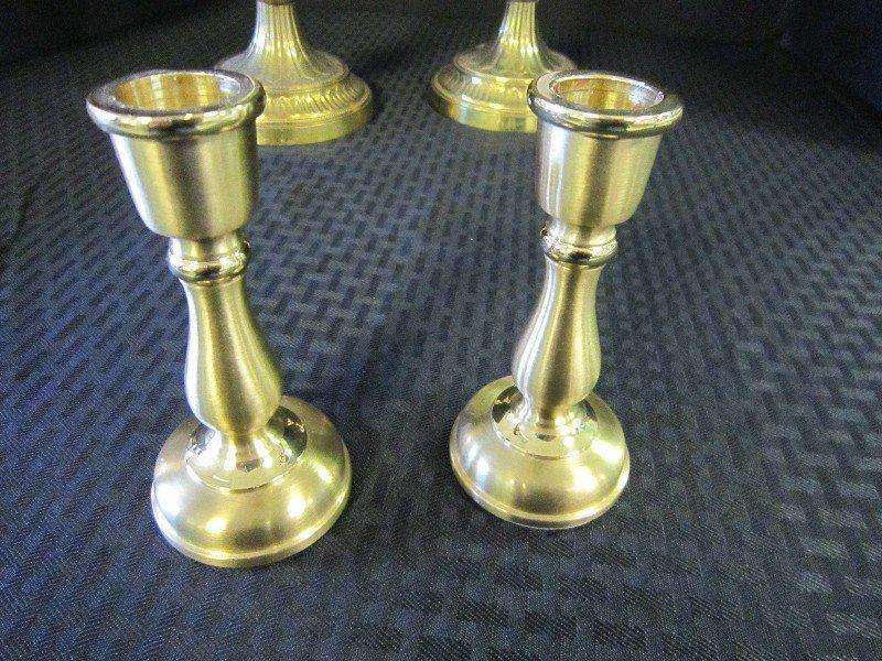 Lot - 2 Ornate Design Brass Candle Holders 14" H