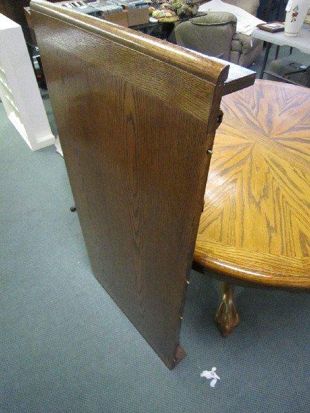 Wooden Table w/ Leaf, Trestle Leg w/ Claw/Bell Feet, Ornate Motif