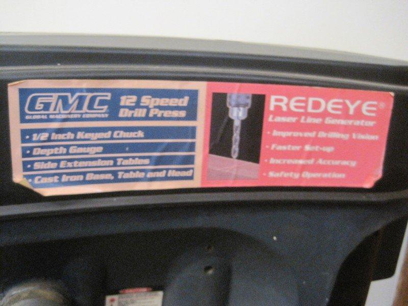 GMC  10" 12 Speed Drill Press w/ Redeye Laser Line Generator