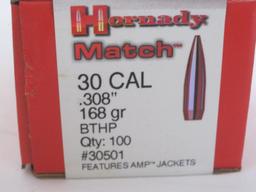 Hornady Match 30 Cal. .308"  168gr BTHP Amp Jackets Qty. 100