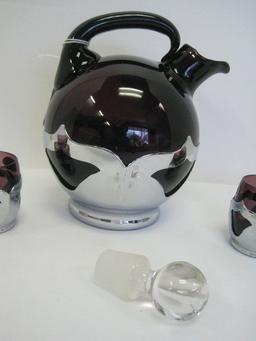 Elegant Cambridge/ Farber Bros. Krome Kraft Base Amethyst Ball Decanter w/ Stopper,