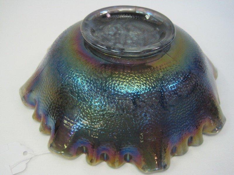 Windmill Smoke Carnival Glass Bowl w/ Crimped Edge by Imperial Glass (8" Top)