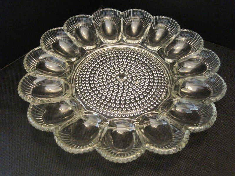 Lot - Pressed Glass Deviled Egg Plate, Corn Holders, & 5 Dishes