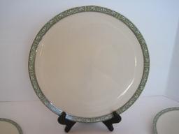 6 Pieces - Lenox China Adrienne Pattern White Scrolls, Dots Design 2 Plate 10 1/2", Plate 7 7/8"