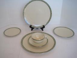 6 Pieces - Lenox China Adrienne Pattern White Scrolls, Dots Design 2 Plate 10 1/2", Plate 7 7/8"